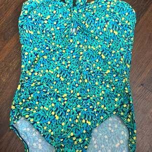 Talbots Ruched Green Floral One Piece‎ miraclesuit Swimsuit